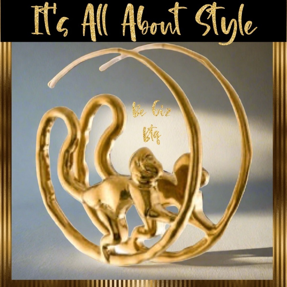 Tory Burch Authentic & Unique Monkey Call Of The Wild Vintage Gold Hoop Ear